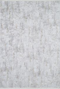 Modern Grey Background Washable Living Room Rug with Gold Details 