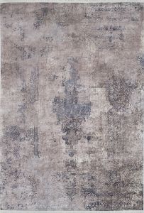 Modern Blue Detailed Brown and Cream Washable Living Room Rug 