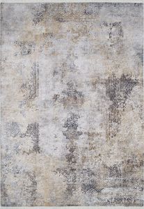 Modern Gold Detailed Grey Washable Living Room Rug 