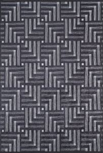 Modern Black and Grey Washable Living Room Rug 