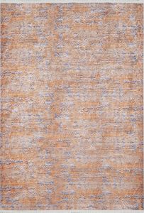 Modern Copper and Orange Color Washable Living Room Rug 