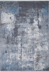 Modern Soft Blue-Navy Blue Washable Living Room Rug 