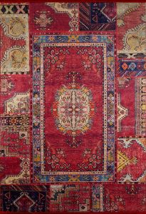 Patchwork Red Washable Carpet