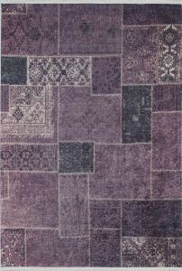 Patchwork Purple Washable Living Room Rug 