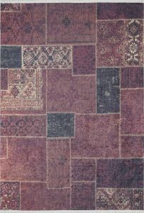 Patchwork Red Washable Living Room Rug 