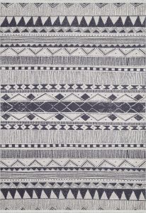 Patchwork Black-White Washable Living Room Rug 