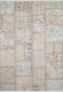 Patchwork Cream Washable Living Room Rug 