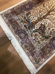 QUM Silk Prayer Rug  - 125x80 - Colorful Throw Rugs