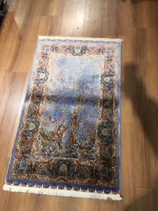 QUM Silk Prayer Rug  - 125x80 - Colorful Throw Rugs