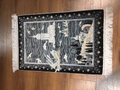 SILK Prayer Rug The Maiden's Tower - 50x70 - Grey Area Rugs