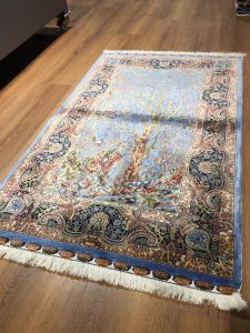 QUM Silk Prayer Rug  - 125x80 - Colorful Throw Rugs