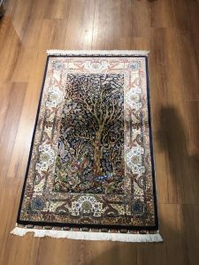 QUM Silk Prayer Rug  - 125x80 - Colorful Throw Rugs