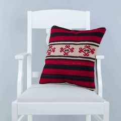 Modern Classical Rug Patterned Hand Woven Cushion   - 45x45 - Colorful Pillows, Wool Pillows