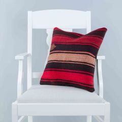 Modern Classical Rug Patterned Hand Woven Cushion   - 45x45 - Colorful Pillows, Wool Pillows