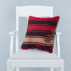 Traditional Pattern Hand Woven Pillow - 45x45 - Colorful Decorative Pillows & Blankets, Wool Decorative Pillows & Blankets