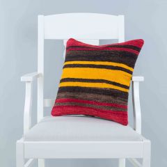 Modern Classical Rug Patterned Hand Woven Cushion   - 45x45 - Colorful Pillows, Wool Pillows