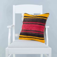 Modern Classical Rug Patterned Hand Woven Cushion   - 45x45 - Colorful Pillows, Wool Pillows