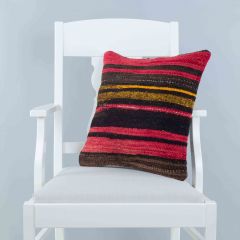 Modern Classical Rug Patterned Hand Woven Cushion   - 45x45 - Colorful Pillows, Wool Pillows