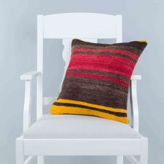 Modern Classical Rug Patterned Hand Woven Cushion   - 45x45 - Colorful Pillows, Wool Pillows