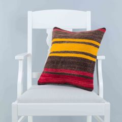 Modern Classical Rug Patterned Hand Woven Cushion   - 45x45 - Colorful Pillows, Wool Pillows