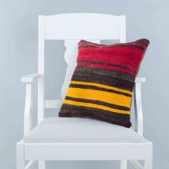 Modern Classical Rug Patterned Hand Woven Cushion   - 45x45 - Colorful Pillows, Wool Pillows