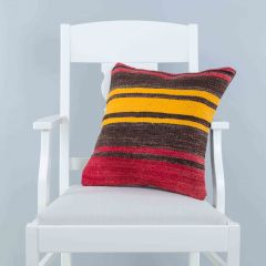 Modern Classical Rug Patterned Hand Woven Cushion   - 45x45 - Colorful Pillows, Wool Pillows