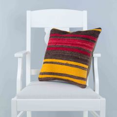 Modern Classical Rug Patterned Hand Woven Cushion   - 45x45 - Colorful Pillows, Wool Pillows