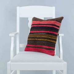 Modern Classical Rug Patterned Hand Woven Cushion   - 45x45 - Colorful Pillows, Wool Pillows