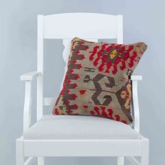 Modern Classical Rug Patterned Hand Woven Cushion   - 45x45 - Colorful Pillows, Wool Pillows