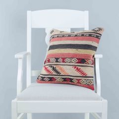 Traditional Pattern Hand Woven Pillow - 45x45 - Colorful Decorative Pillows & Blankets, Wool Decorative Pillows & Blankets