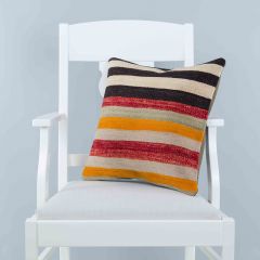 Traditional Pattern Hand Woven Pillow - 45x45 - Colorful Decorative Pillows & Blankets, Wool Decorative Pillows & Blankets