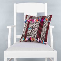 Modern Classical Rug Patterned Hand Woven Cushion   - 40x40 - Colorful Pillows, Wool Pillows