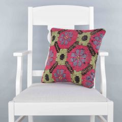 Modern Classical Rug Patterned Hand Woven Cushion   - 40x40 - Colorful Pillows, Wool Pillows