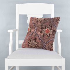 Modern Classical Rug Patterned Hand Woven Cushion   - 40x40 - Colorful Pillows, Wool Pillows