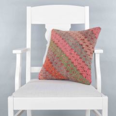 Modern Classical Rug Patterned Hand Woven Cushion   - 40x40 - Colorful Pillows, Wool Pillows