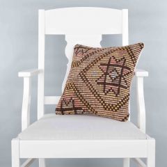 Modern Classical Rug Patterned Hand Woven Cushion   - 40x40 - Colorful Pillows, Wool Pillows