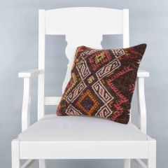 Modern Classical Rug Patterned Hand Woven Cushion   - 40x40 - Colorful Pillows, Wool Pillows