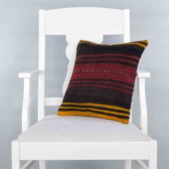 Modern Classical Rug Patterned Hand Woven Cushion   - 40x40 - Colorful Pillows, Wool Pillows