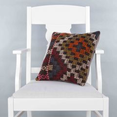 Modern Classical Rug Patterned Hand Woven Cushion   - 40x40 -  Pillows, Wool Pillows