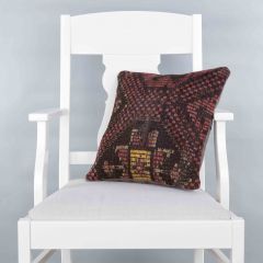 Modern Classical Rug Patterned Hand Woven Cushion   - 40x40 - Colorful Pillows, Wool Pillows