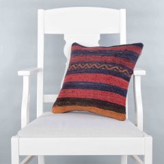 Modern Classical Rug Patterned Hand Woven Cushion   - 40x40 - Colorful Pillows, Wool Pillows