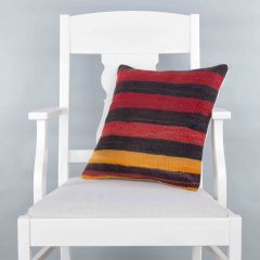 Modern Classical Rug Patterned Hand Woven Cushion   - 40x40 - Colorful Pillows, Wool Pillows