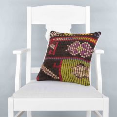 Modern Classical Rug Patterned Hand Woven Cushion   - 40x40 - Colorful Pillows, Wool Pillows