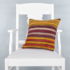 Modern Classical Rug Patterned Hand Woven Cushion   - 40x40 -  Pillows, Wool Pillows