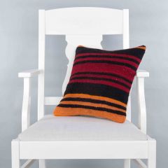 Modern Classical Rug Patterned Hand Woven Cushion   - 40x40 - Colorful Pillows, Wool Pillows