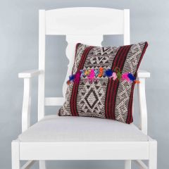 Modern Classical Rug Patterned Hand Woven Cushion   - 40x40 - Colorful Pillows, Wool Pillows