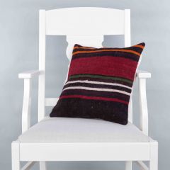 Modern Classical Rug Patterned Hand Woven Cushion   - 40x40 - Colorful Pillows, Wool Pillows