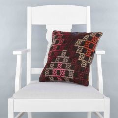 Modern Classical Rug Patterned Hand Woven Cushion   - 40x40 - Colorful Pillows, Wool Pillows