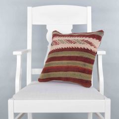 Modern Classical Rug Patterned Hand Woven Cushion   - 40x40 - Colorful Pillows, Wool Pillows