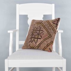 Modern Classical Rug Patterned Hand Woven Cushion   - 40x40 - Colorful Pillows, Wool Pillows